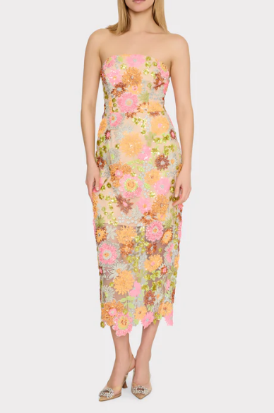 Kait Floral Blossom Sequins Dress